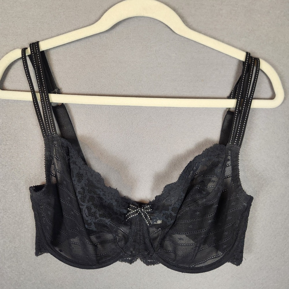 Chantelle Bra Womens Size 32DDDD Black Rive Gauche Full Coverage Unlined Lace